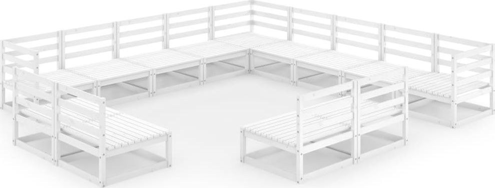 vidaXL 13-cz. zestaw wypoczynkowy do ogrodu, biały, drewno sosnowe