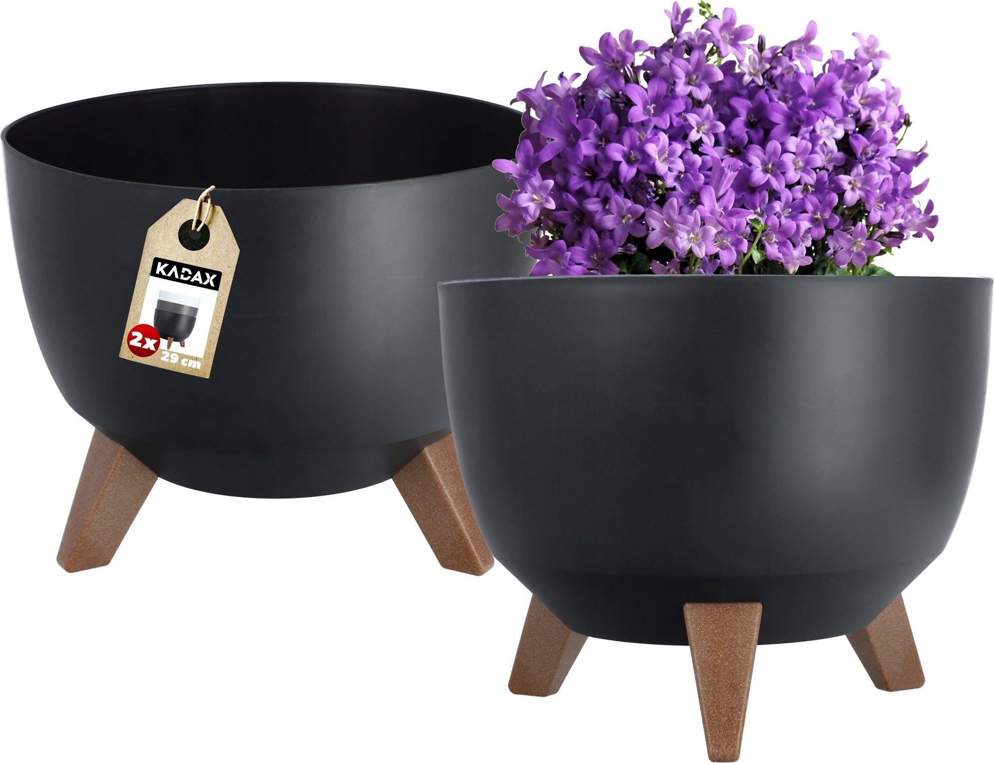 Kadax KADAX 2x Doniczka Na Nóżkach Wkład 29cm Czarna