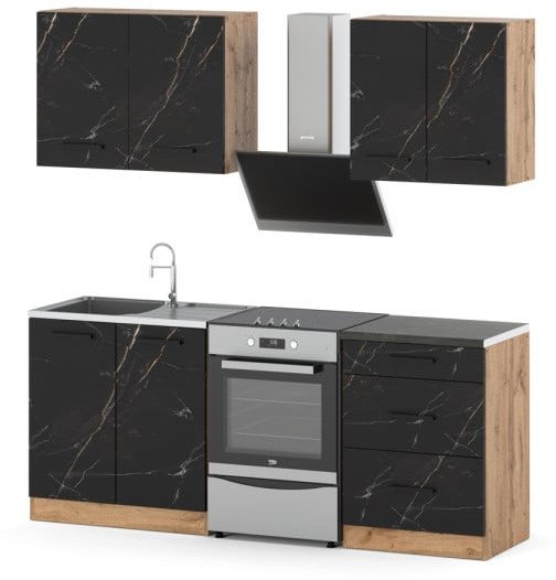 Meble Kuchenne 2.0m Nowoczesne Modułowe Szafki Dąb Wotan San Sebastian