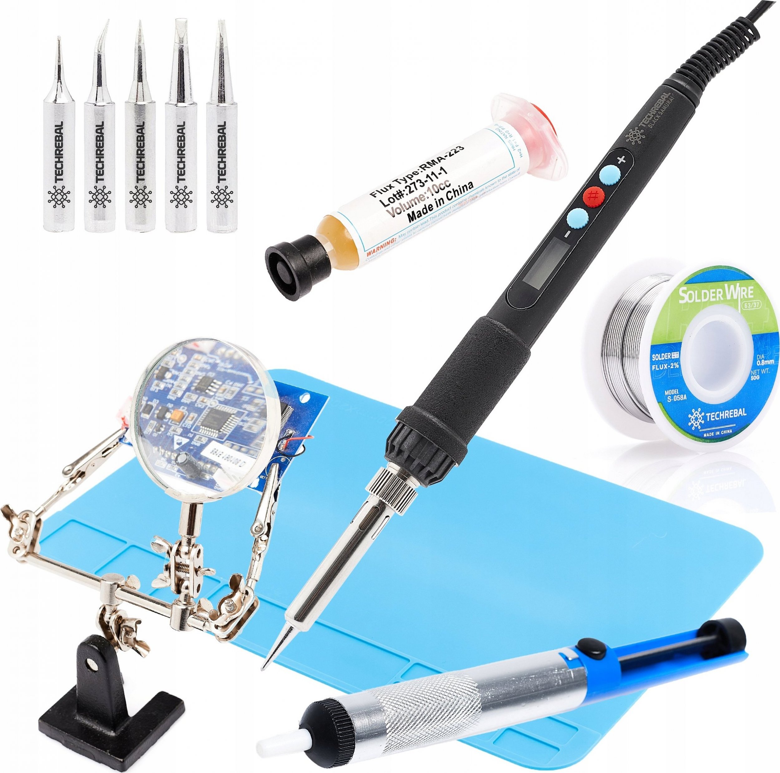 Techrebal ZESTAW PRECYZYJNA LUTOWNICA KOLBOWA TECHREBAL 60W