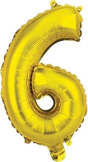 AMSCAN Balon foliowy mini cyfra 6 złota 29x40cm 9909684