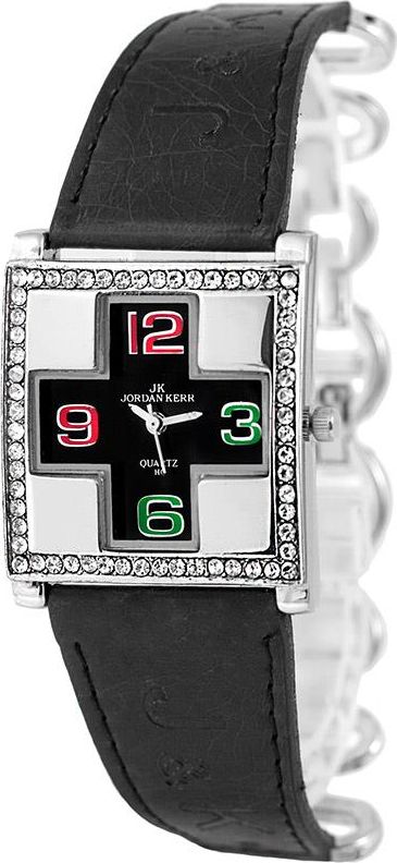 Zegarek Jordan Kerr Jordan Kerr Zegarek damski, skórzany pasek połączony bransoletą, koperta zdobiona cyrkoniami