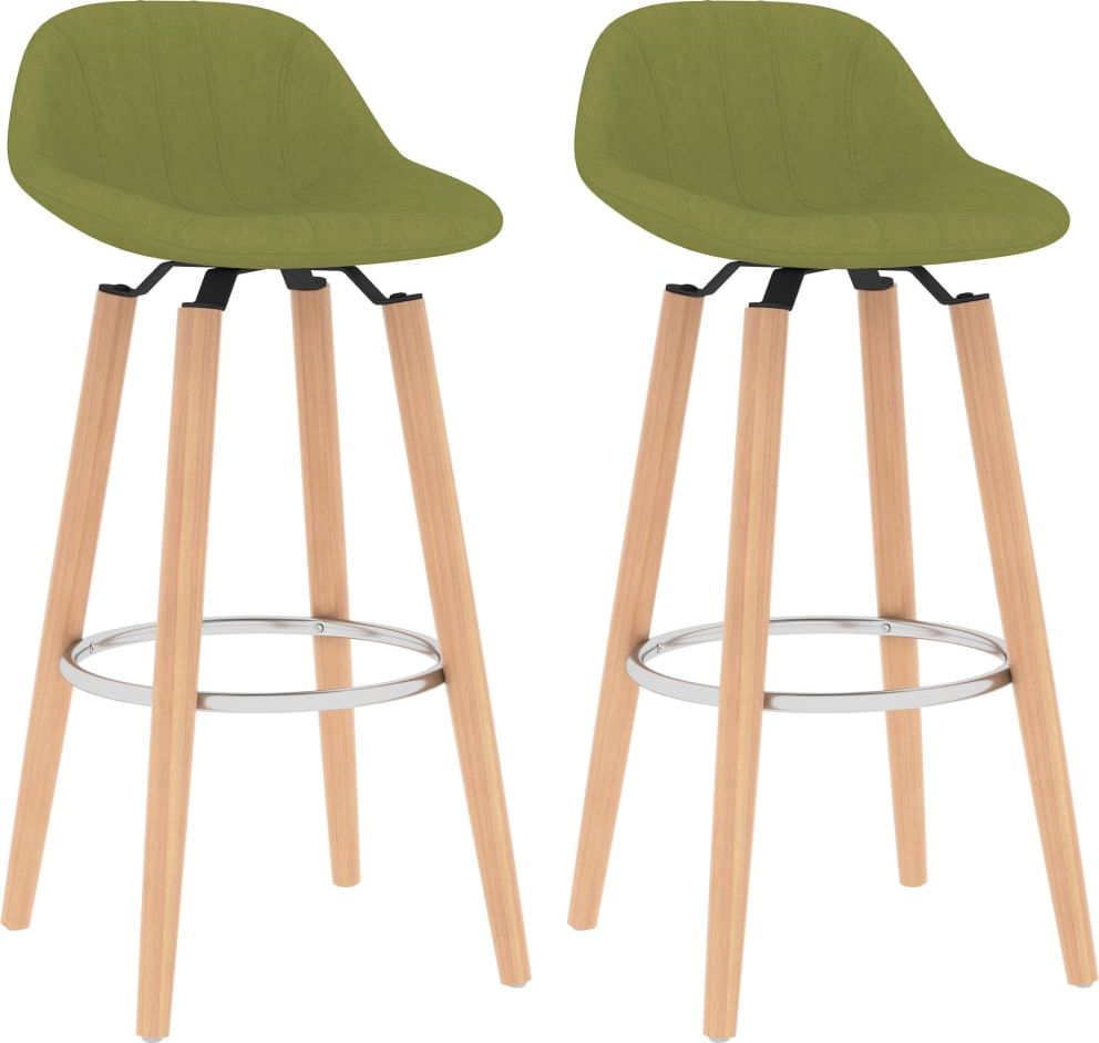 vidaXL Krzesła barowe, 2 szt., zielone, tapicerowane tkaniną