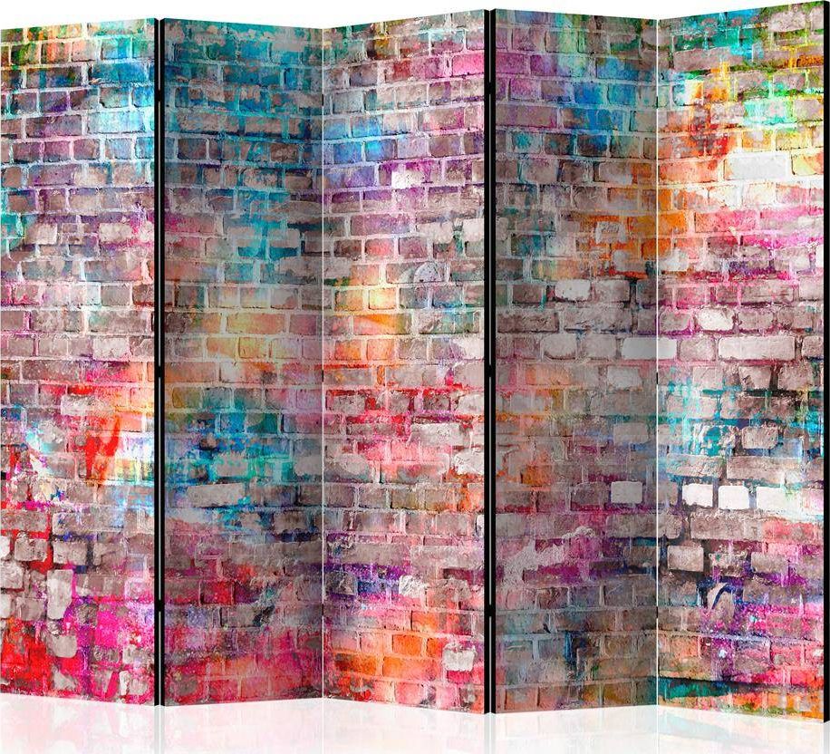 Artgeist Parawan 5-częściowy - Kolorowa cegła II [Room Dividers] uniwersalny