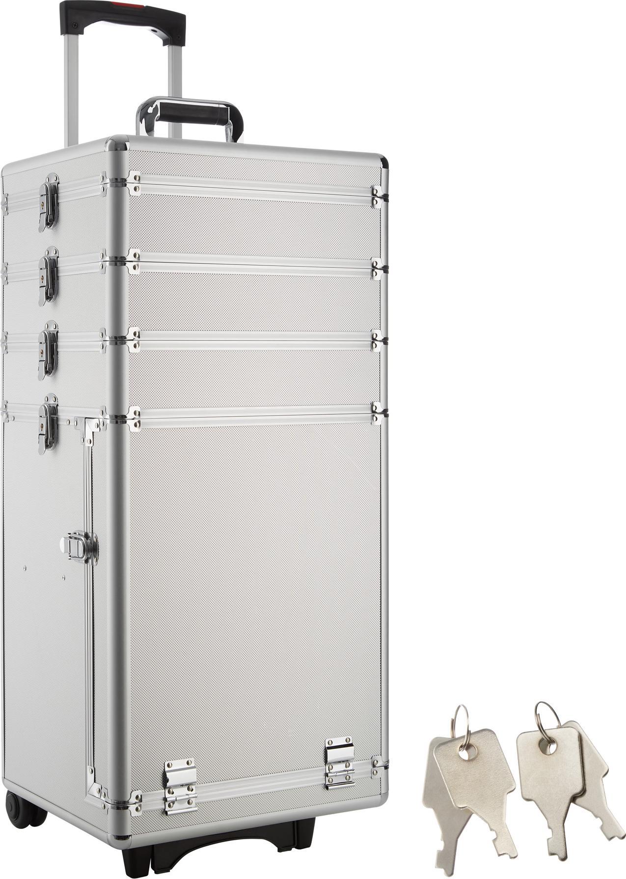 Tectake Kufer kosmetyczny z 4 poziomami - szary