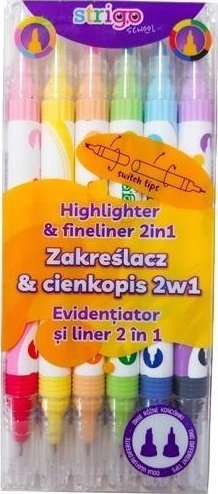 Zakreślacz i cienkopis 2w1 6 kolorów STRIGO