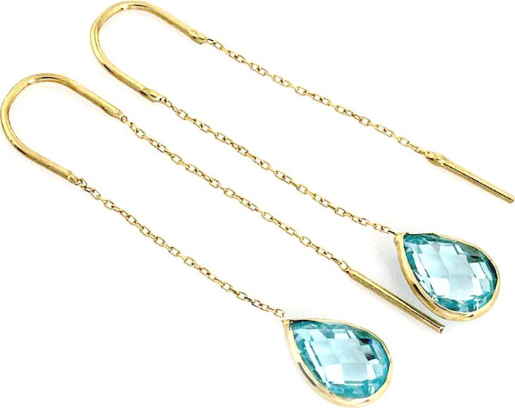 Lovrin Złote kolczyki 585 łańcuszkowe przeciągane migdały