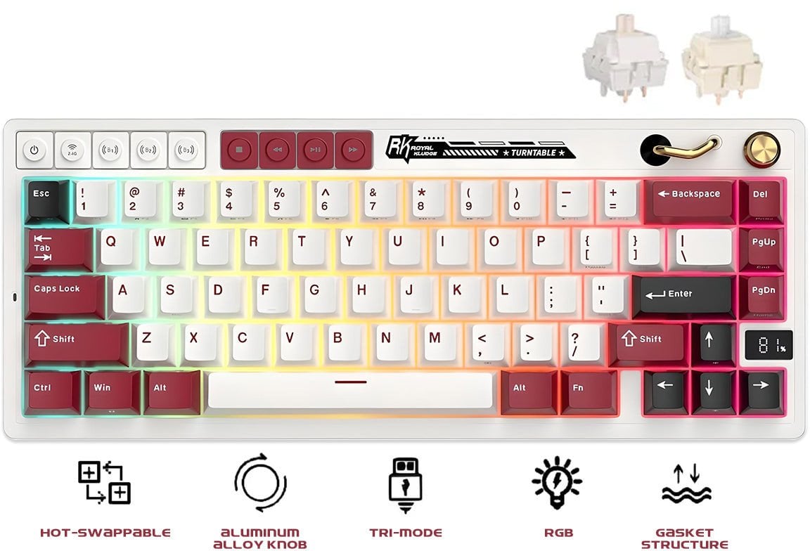 ROYAL KLUDGE RK M65 Famicom Gaming Keyboard Cream switch