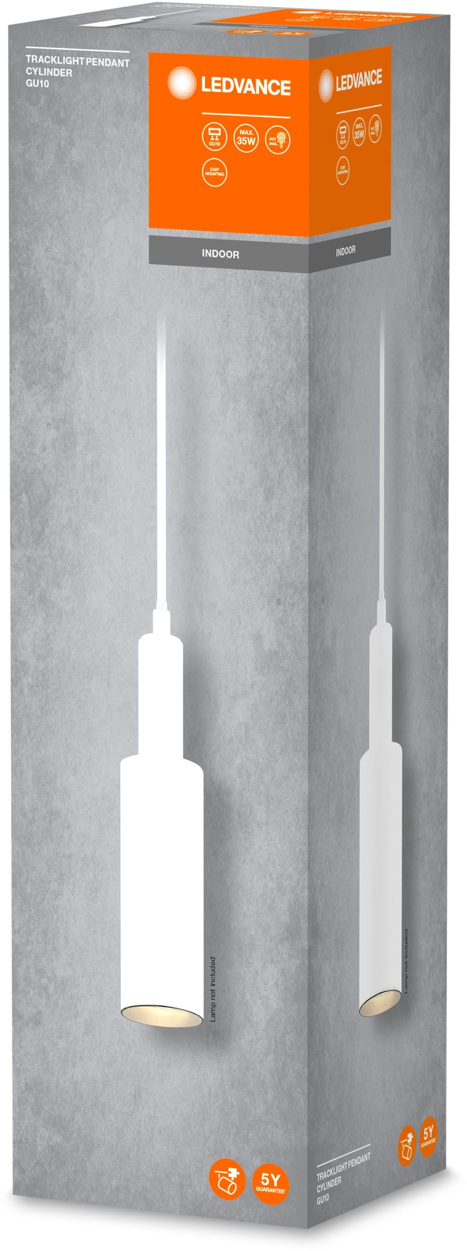 LEDVANCE TRACKLIGHT PENDANT CYLINDER pendant track light, 1xGU10, white, o5.5x150