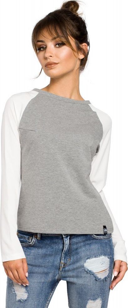 Be Bluzka damska B047 biało-szara r. 2XL