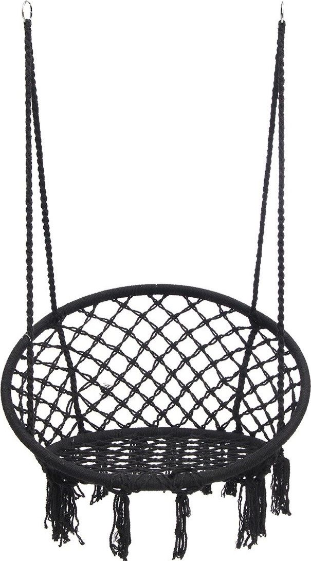 KIK Huśtawka fotel bocianie gniazdo z oparciem czarna XL (KX7630)