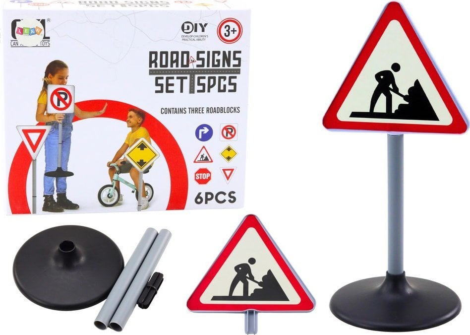 LeanToys Duży Znak Ostrzegawczy Prace Drogowe Edukacyjny 70cm