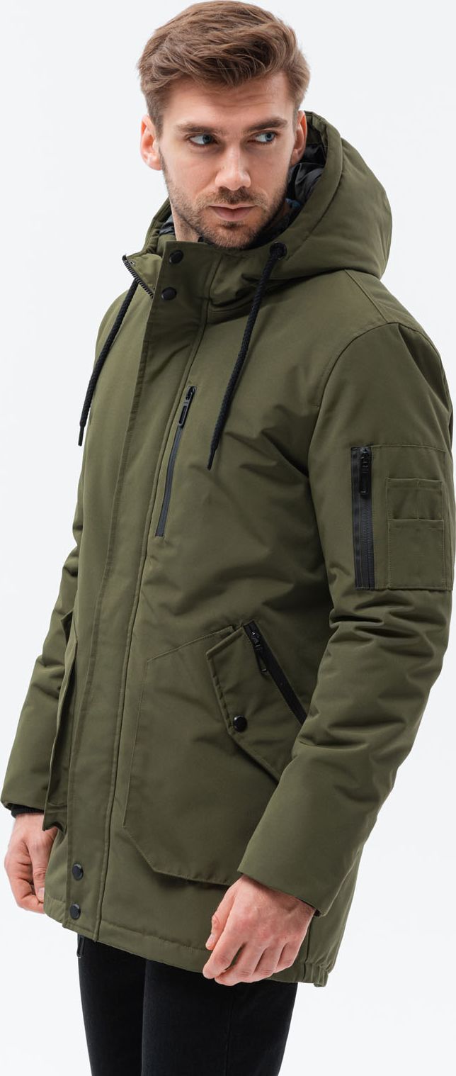 Ombre Kurtka męska zimowa C534 - oliwkowa L