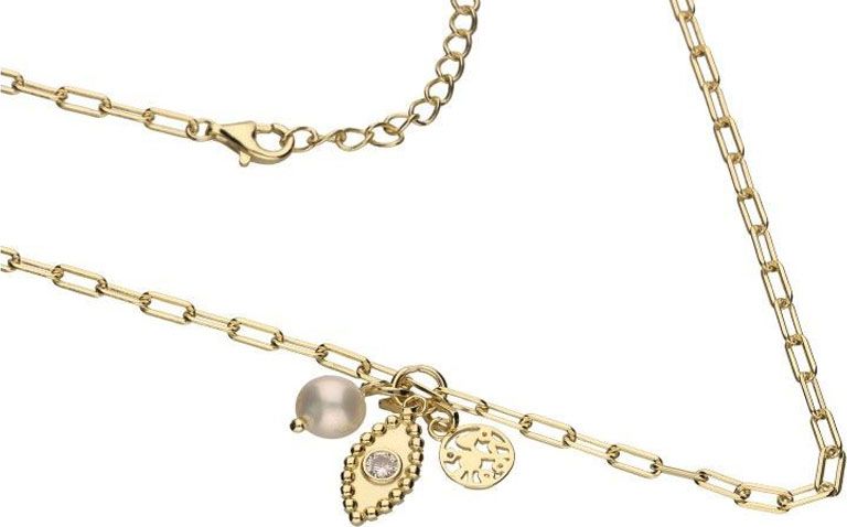 Lovrin Srebrny złocony naszyjnik 925 drzewo oko i perła 5,20g