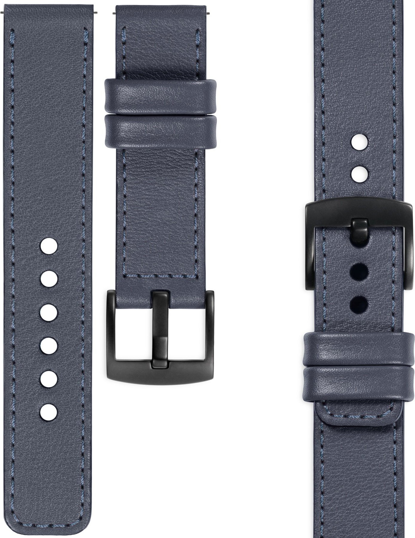 moVear moVear Prestige C1 Skórzany pasek 22mm do Huawei Watch 3 2 1 & GT & Pro / 46mm & Ultimate | Szary stalowy, szare stalowe przeszycie [rozmiar i