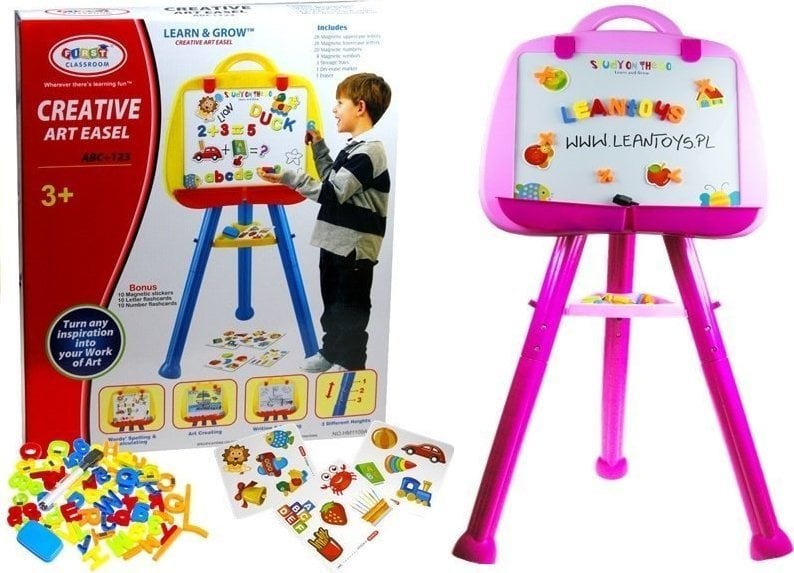 LeanToys Tablica Magnetyczna Stojąca Pisak Magnes Różowa LEAN Toys