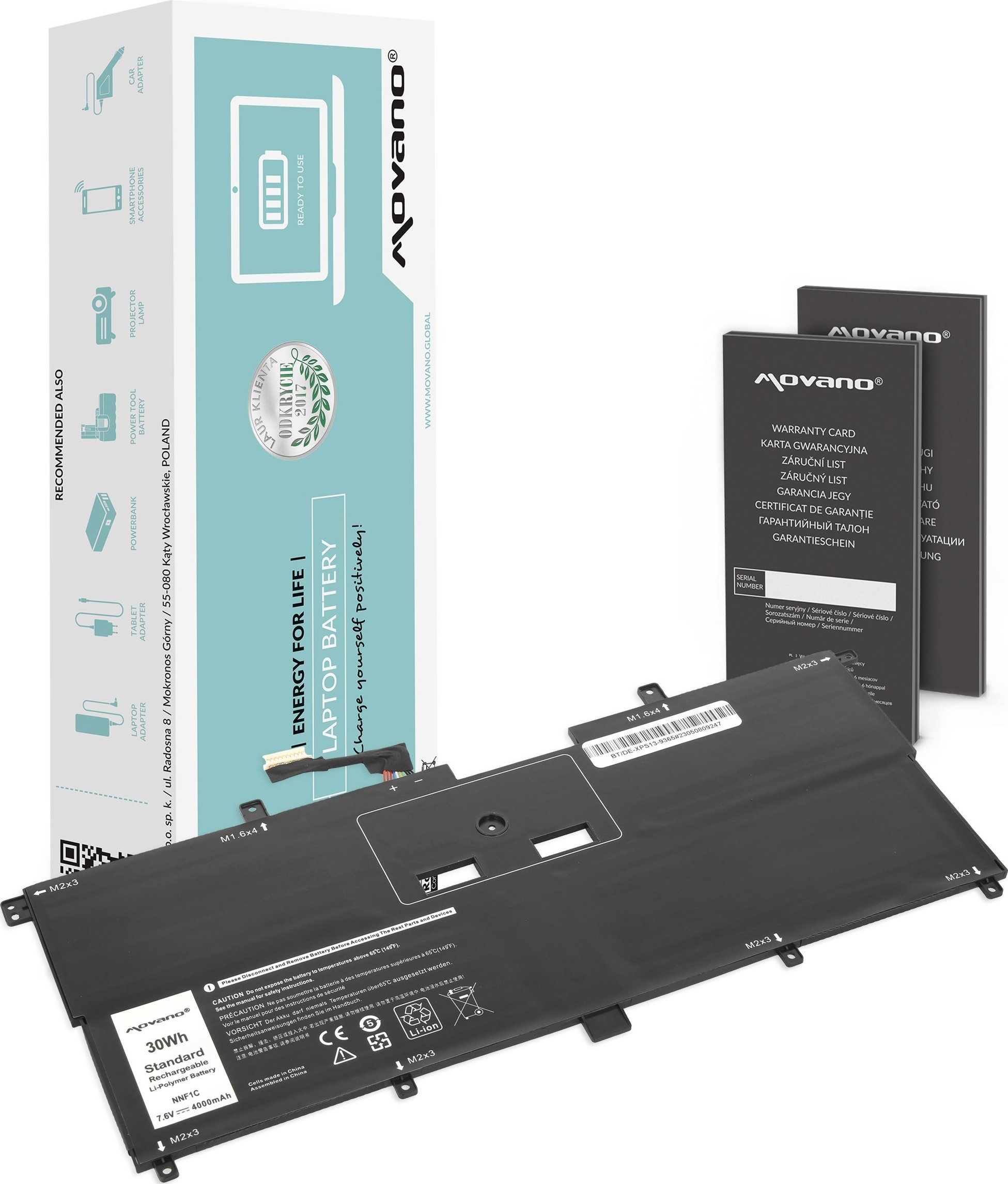 Bateria Movano Bateria HMPFH NNF1C do Dell XPS 13 9365