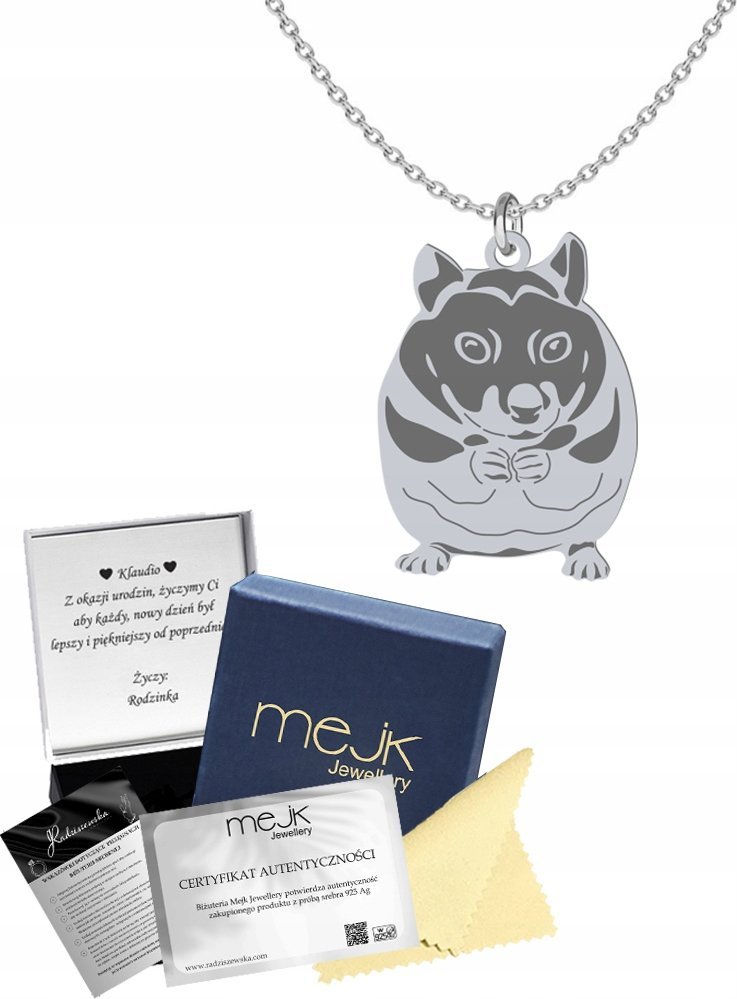 Radziszewska Jewellery Naszyjnik Srebrny z CHOMIKIEM Łańcuszek 925 Prezent Dziecko GRAWER GRATIS
