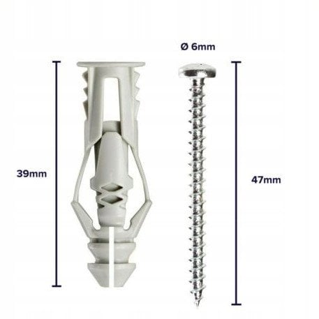 ANCHOR DRYW TRIPLE 6X39 PLAST GREY 8 PCS