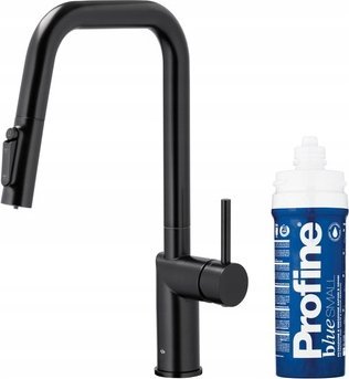 Bateria kuchenna KFA DUERO PURE STYLE PULL-OUT BATERIA KUCHENNA Z FUNKCJĄ FILTRACJI WODY I WYCIĄGANĄ WYLEWKĄ + ZESTAW FILTRUJĄCY PROFINE BLUE S, CZARN