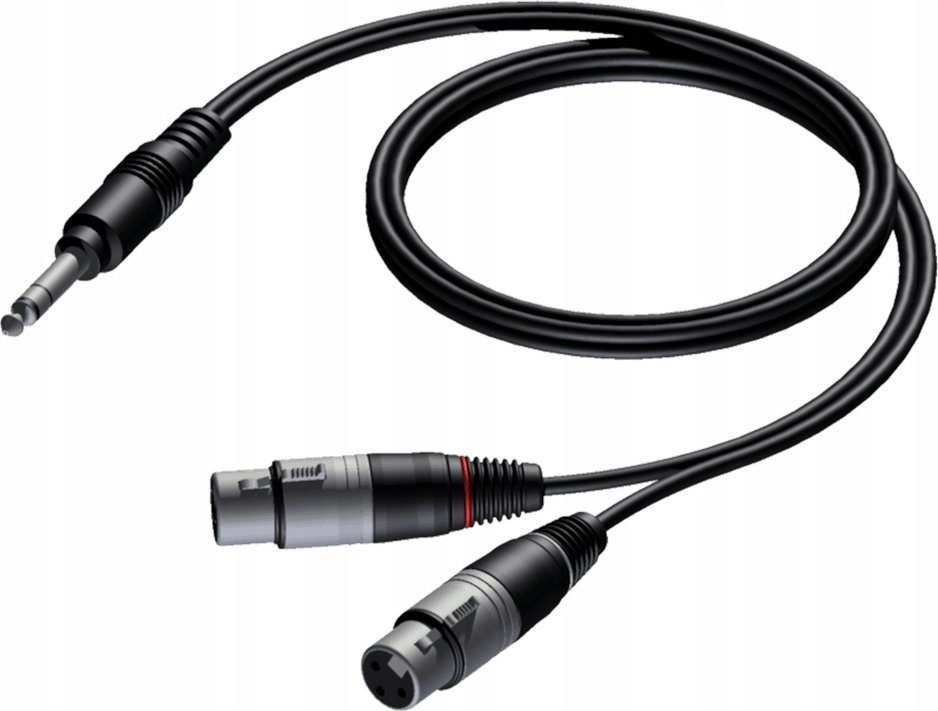 Kabel Procab PROCAB CAB734/1.5 Wtyk stereo 6,3 mm – 2 złącza żeńskie XLR, 1,5 m