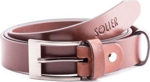 Solier Elegancki skórzany pasek męski SOLIER SB10 Ciemny brązowy