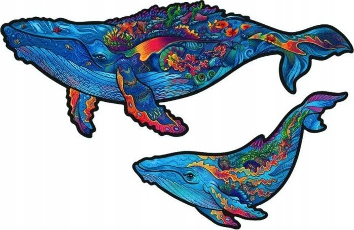 Pan i Pani Gadżet Puzzle Drewniane Dla Dorosłych Wieloryby 2w1
