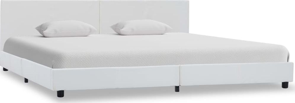 vidaXL Rama łóżka z podnośnikiem, biała, sztuczna skóra, 180 x 200 cm