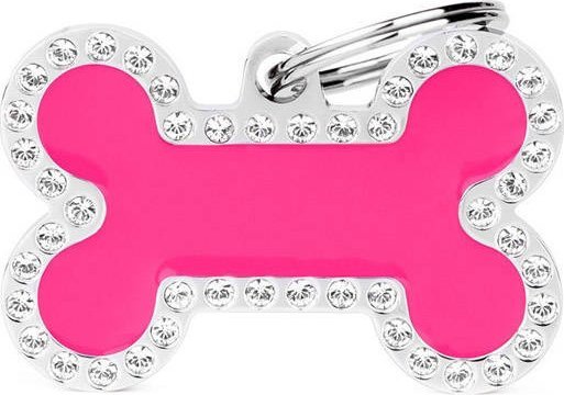 Zawieszka Adresówka Identyfikator z grawerem dla psa i kota duża różowa kość glam