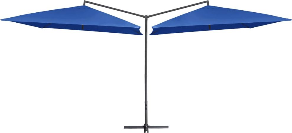 vidaXL Podwójny parasol na stalowym słupku, 250 x 250 cm, lazurowy
