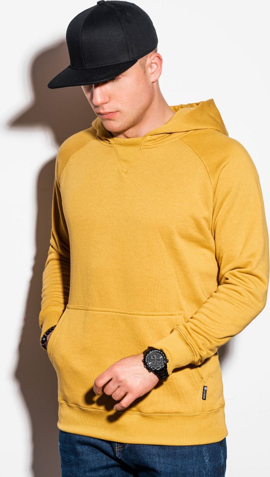 Ombre Bluza męska z kapturem B1085 - żółta XXL