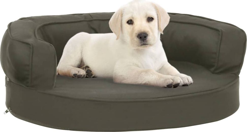 vidaXL Legowisko dla psa, 60x42 cm, stylizowane na lniane, ciemnoszare