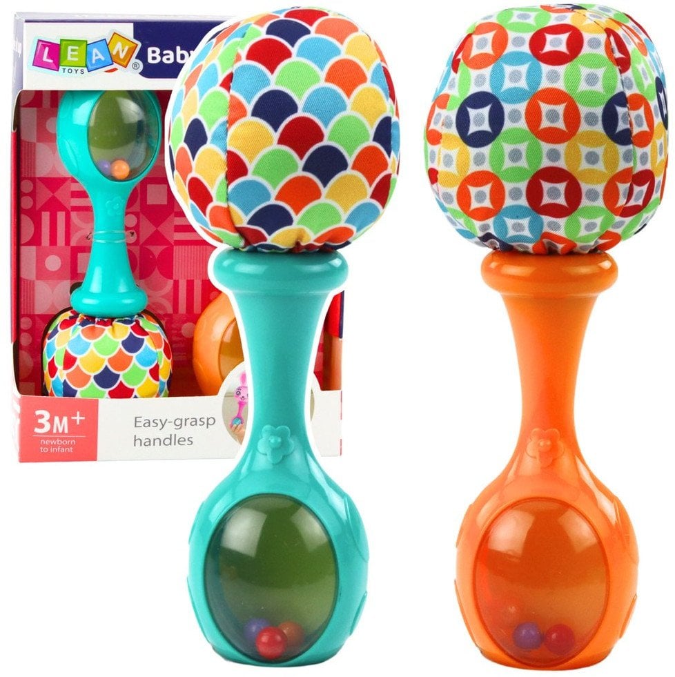 Zestaw Grzechotki Z Miękką Piłeczką Wzorki Pomarańczowa Zielona 2szt