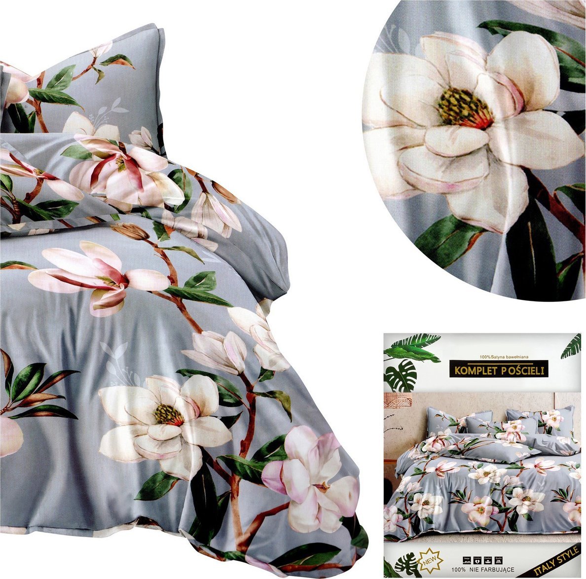 LOZKOHOLICY.PL Sp.z o.o. Sp. K. Pościel 200 x 220 3cz Satynowa Dalwin 951