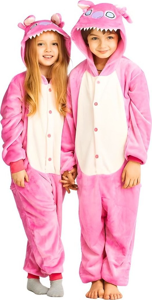 nerd hunters Piżama Onesie Kigurumi Kostium Przebranie Różowy Stitch Dzieci 95-105cm