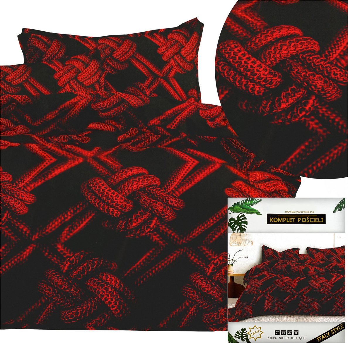 LOZKOHOLICY.PL Sp.z o.o. Sp. K. Pościel 160 x 200 3cz Satynowa Dalwin 999