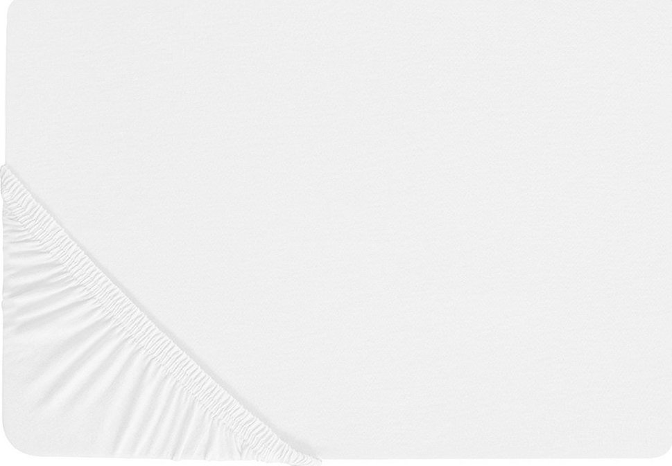 Beliani Bawełniane prześcieradło z gumką 90 x 200 cm białe JANBU