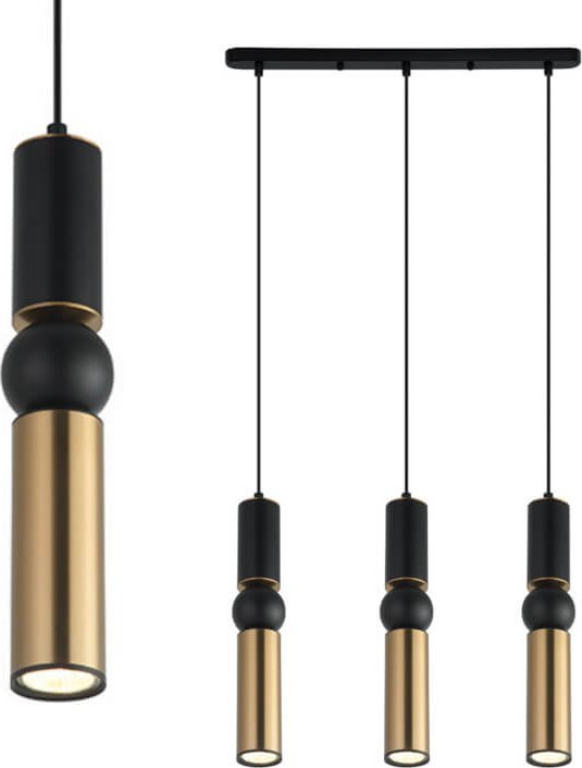 Lampa wisząca Italux Nowoczesna lampa wisząca Isidora tuby do holu czarne złote