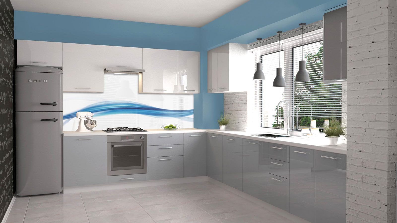 Elior Popielaty zestaw mebli do kuchni - Limo