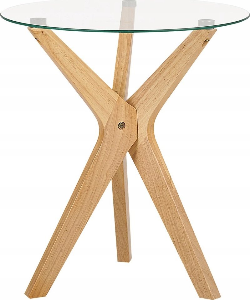 Beliani Stolik pomocniczy szklany jasne drewno VALLEY