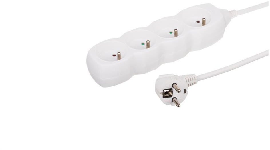 Przedłużacz 4-gniazdowy, 5m biały, 3x1,0mm OWY 34450