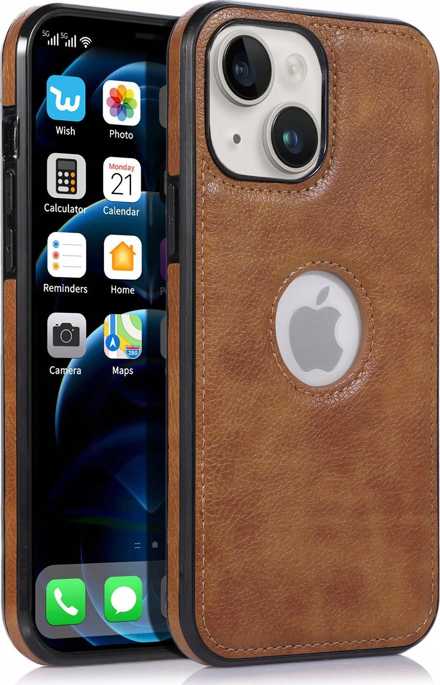 Tech Craft Etui z ekoskóry obudowa iPhone 15 brązowe