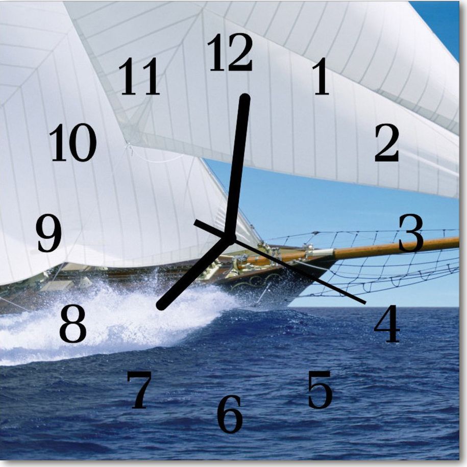 Tulup Zegar szklany ścienny Cichy Żaglówka Morze 30x30 6235965