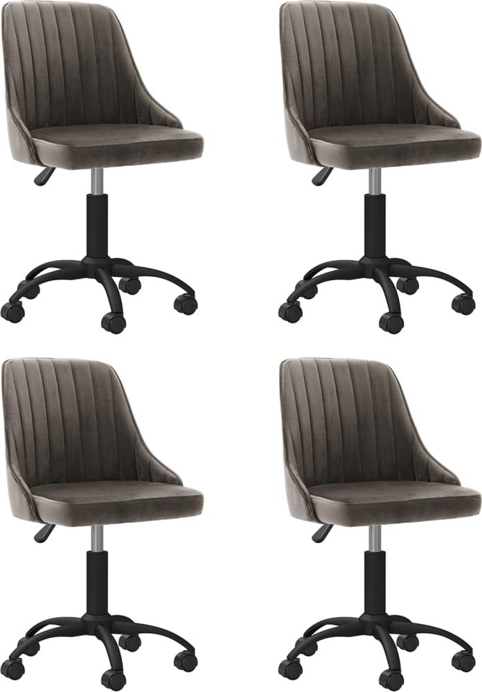 vidaXL Obrotowe krzesła stołowe, 4 szt., ciemnoszare, obite aksamitem