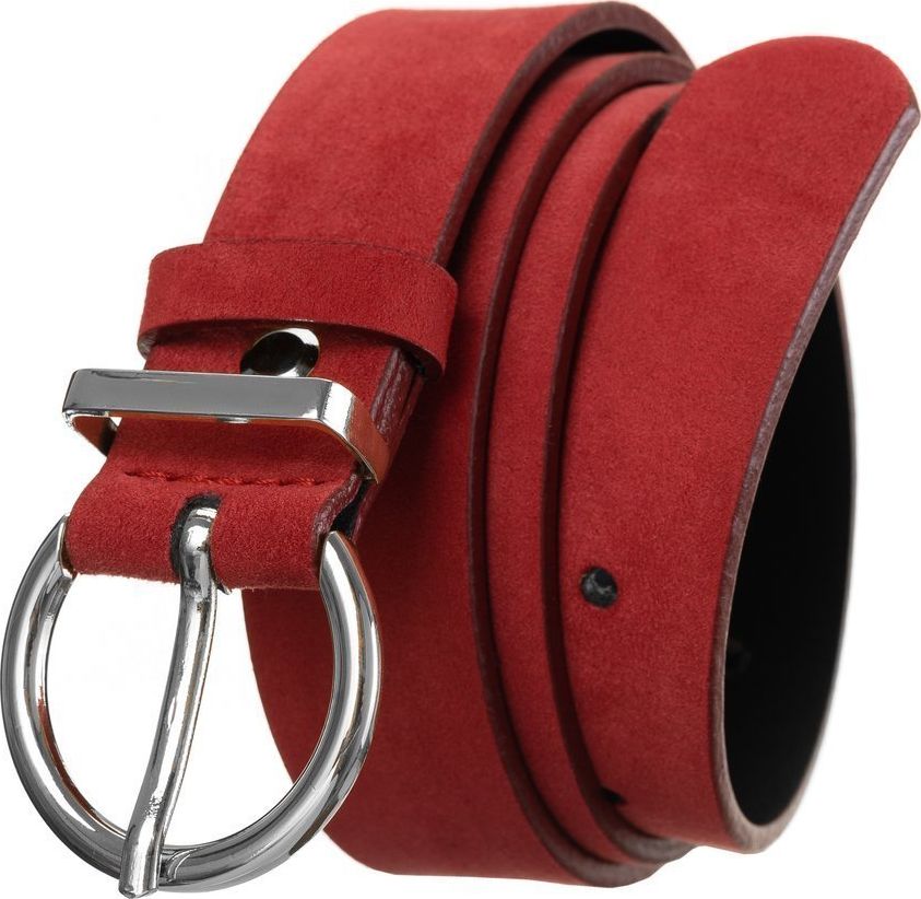 Rovicky Matowy, skórzany pasek damski ze srebrną, okrągłą klamrą Rovicky 80