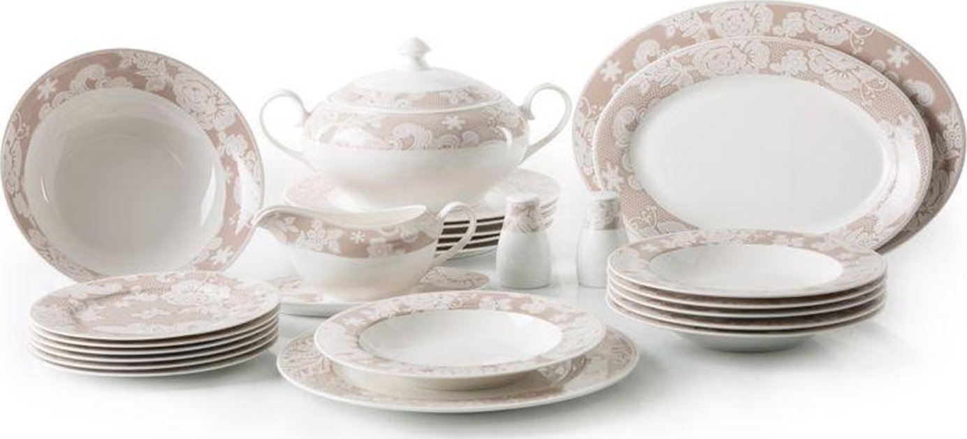 Eurofirany SERWIS OBIADOWY ADELE (01) 26 ELEMENTÓW/6 OSÓB BIAŁY