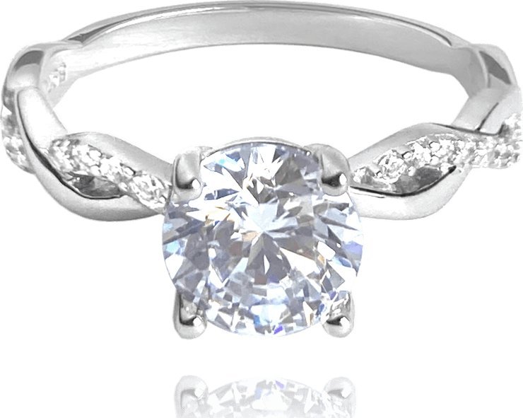 Minet MINET Pierścien romantyczny srebrny z białymi cyrkoniami wielkość 16