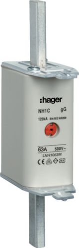 Hager Wkładka bezpiecznikowa NH1C 63A 500V gG (LNH1063M)