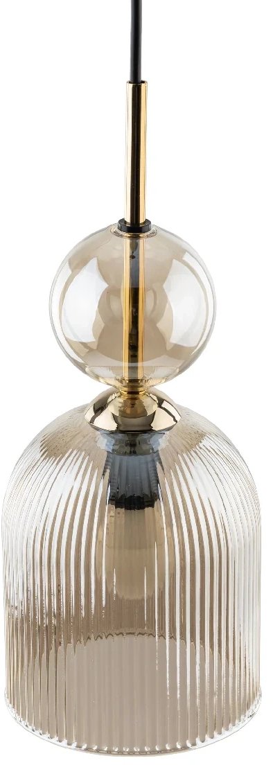 Szklana wisząca lampa Sophia Cognac 11039 ryflowana brązowy