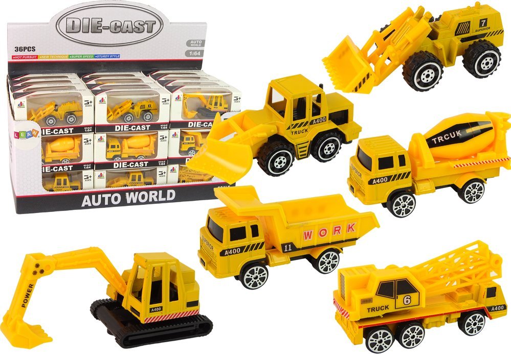 LeanToys Auto Pojazdy Budowlane Resorak Różne Rodzaje